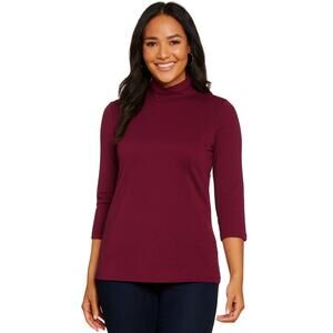 Attitudes by Renée Women’s Mock Neck 3/4 Sleeve Top – Size Small – Berry Purple